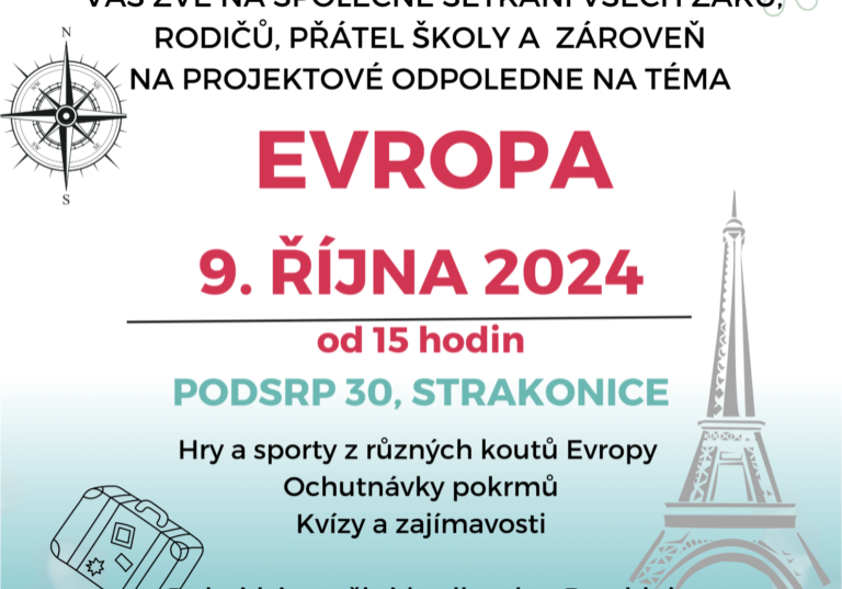 Přijďte se podívat na projektové odpoledne ve Volyňce (Podsrp 30, Strakonice), které se letos ponese v duchu evropských zemí. Přijďte s námi prozkoumat rozmanitost Evropy, užít si odpoledne plné zábavy a objevování nových kultur.